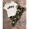Σετ Army για αγόρι που αποτελείται από δύο κομμάτια λευκό μπλουζάκι και παντελόνι παραλλαγής