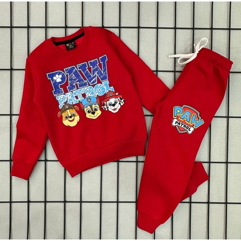 Dječja odjeća Paw patrol u crvenoj boji s printom - srednje debljine