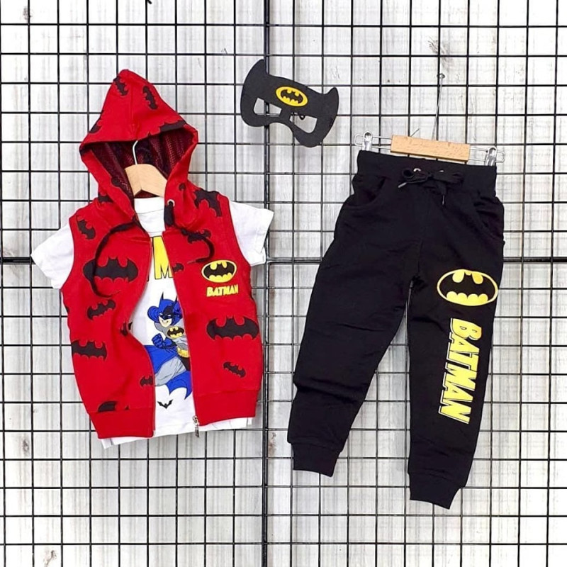 Detské oblečenie Batman v červenej farbe pre chlapca - 4 kusy