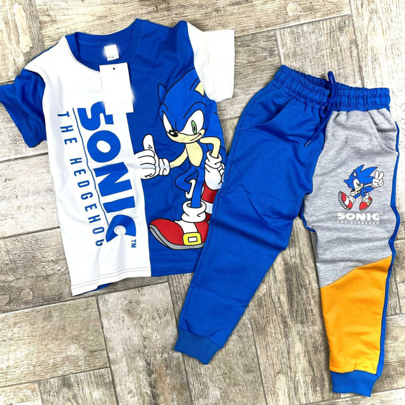 Otroški poletni komplet Sonic v modri barvi - 2 delni