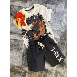Otroški komplet T-rex v črni barvi za fantka