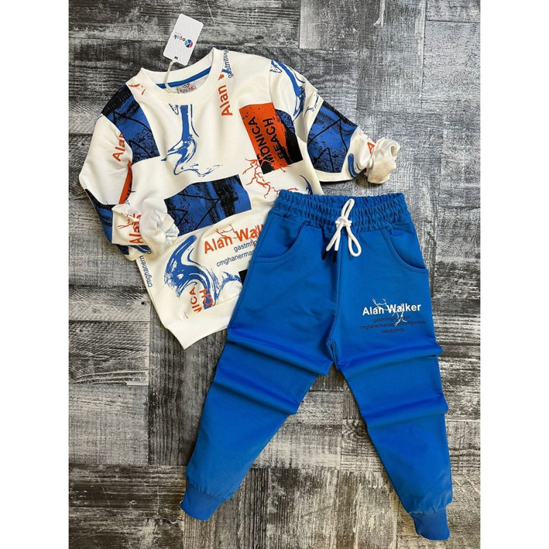 Chlapčenská súprava s modrými nohavicami a bielou blúzkou - Alan Walker