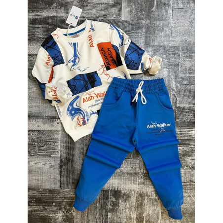 Chlapčenská súprava s modrými nohavicami a bielou blúzkou - Alan Walker