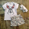 Otroški 3-delni komplet za punčke Bunny v bež in beli barvi
