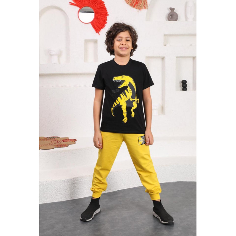 Otroški komplet za fantka s potiskom v rumeno črni barvi