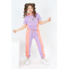 Súprava anjelských nohavíc a tričiek s kapucňou pre dievčatá vo fialovej farbe